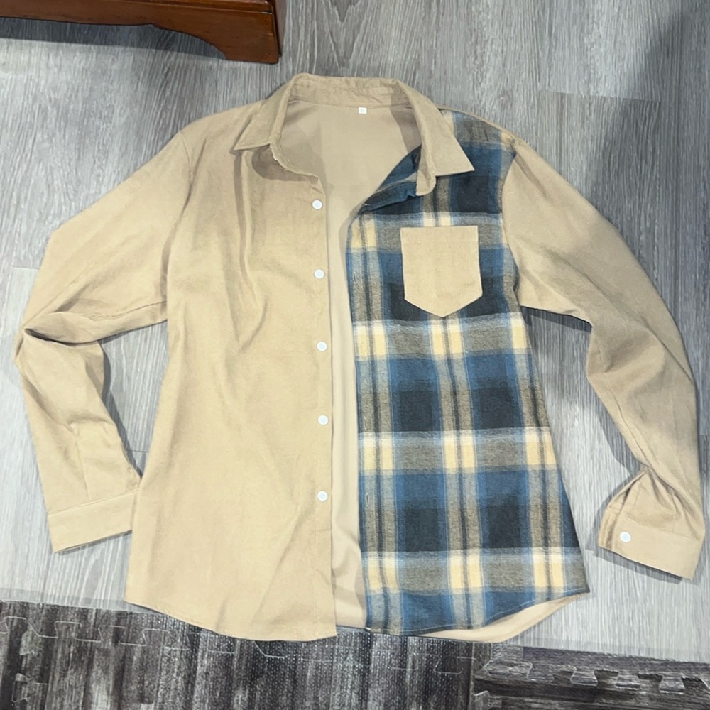 SHEIN Men Plaid Print Corduroy Shirt